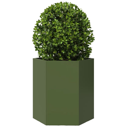 Jardineras Hexagonales 2 Uds Acero Verde Oliva 46x40x45 Cm_4