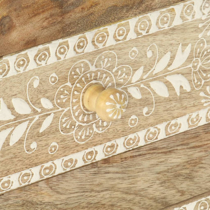 Mesita De Noche Pintada A Mano Madera Maciza Mango 40x30x60 Cm_4