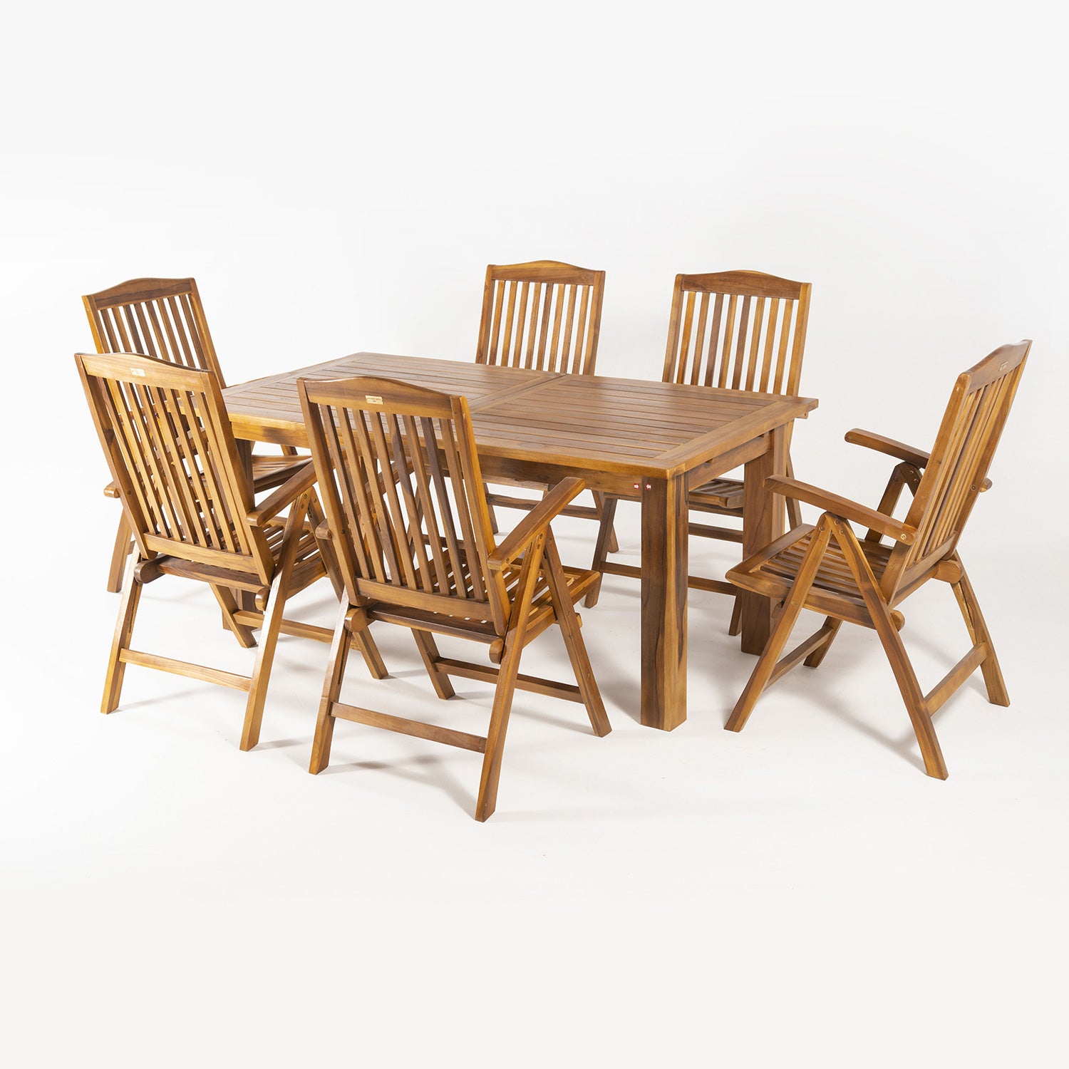 Conjunto De Exterior De Madera Teca, Mesa Extensible 180/240 Cm De Largo Y 6 Sillones Reclinables, Madera Teca Grado A, Tratamiento Al Agua Aplicado_2