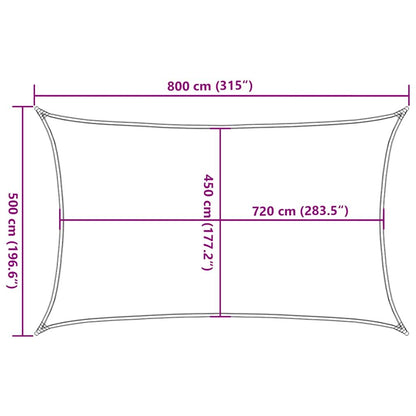 Vidaxl Toldo De Vela Rectangular Hdpe Amarillo 160 G/m² 5x8 M_2
