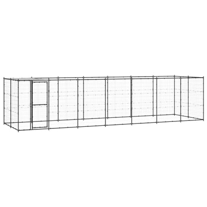 Vidaxl Perrera De Exterior De Acero Con Techo 16,94 M²_0