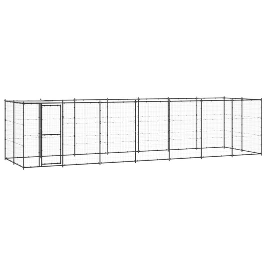 Vidaxl Perrera De Exterior De Acero Con Techo 16,94 M²_0
