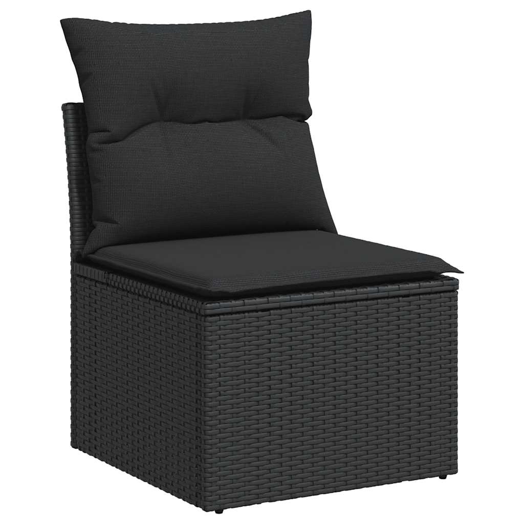 Set Sofás Jardín Y Cojines 9 Pzas Ratán Sintético Acacia Negro / Vetonek_1