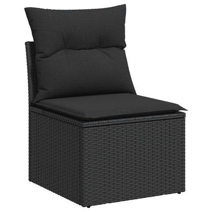 Set Sofás Jardín Y Cojines 9 Pzas Ratán Sintético Acacia Negro / Vetonek_1