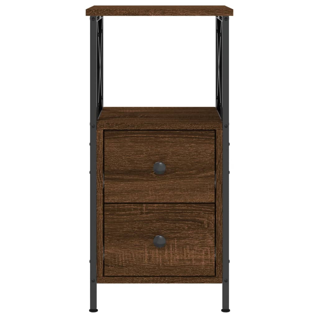 Mesita De Noche Madera De Ingeniería Marrón Roble 34x35,5x70 Cm_4