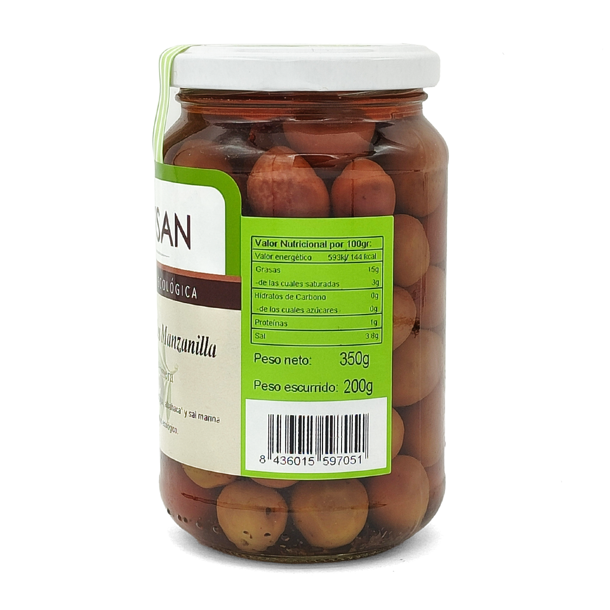 Aceitunas Verdes Manzanilla Ecológicas De Proximidad 200gr