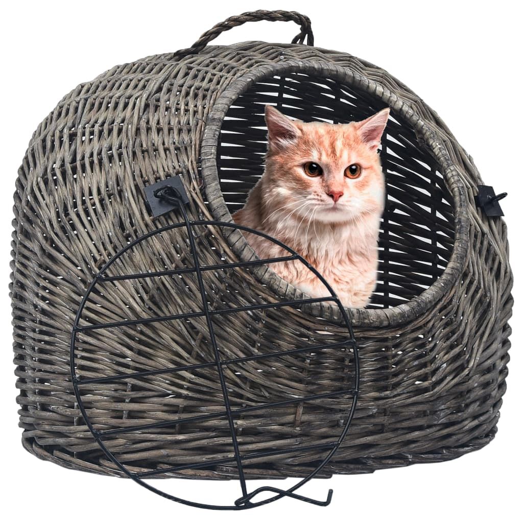 Vidaxl Transportín Para Gatos Sauce Natural Gris 45x35x35 Cm_1