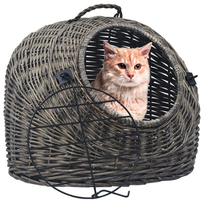 Vidaxl Transportín Para Gatos Sauce Natural Gris 45x35x35 Cm_1