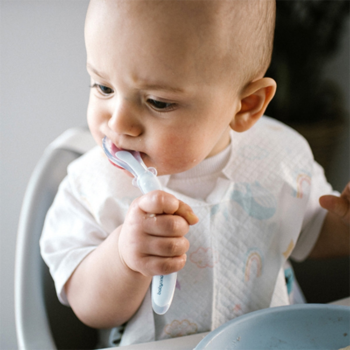 Cuchara De Silicona Flexible Para Bebés Azul