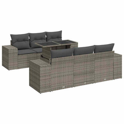 Set De Sofás De Jardín 7 Pzas Con Cojines Ratán Sintético Gris / Vetonek_0