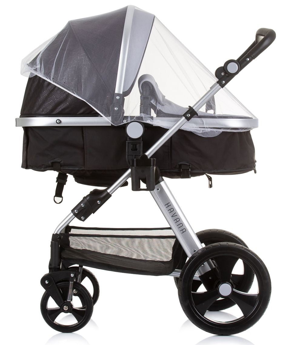 Carrito De Bebé Havana Dúo Convertible Hasta 22 Kg Con Bolso Y Mosquitera Obsidian Silver_3