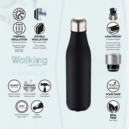 Botella Termo Cola 500ml Acero Inoxidable Negro Walking Anywhere_3