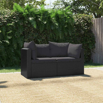 Vidaxl Set De Sofás De Jardín 2 Piezas Y Cojines Ratán Sintético Negro_1