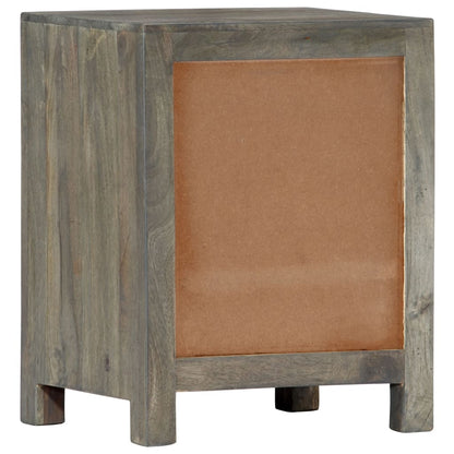 Mesita De Noche Madera Maciza De Mango Gris 40x30x50 Cm_2