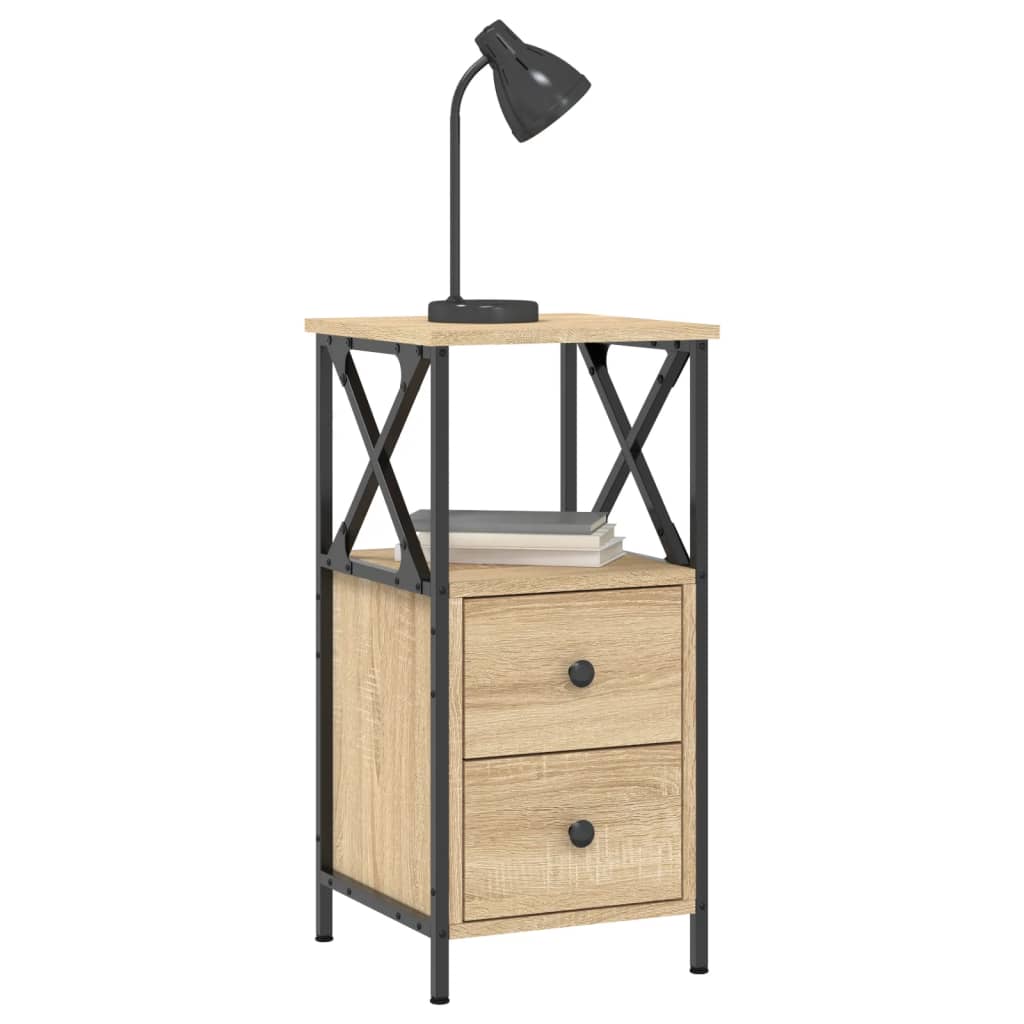 Mesita De Noche Madera De Ingeniería Roble Sonoma 34x35,5x70 Cm_1