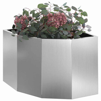 Macetero De Esquina Plateado 45 X 45 X 35 Cm Acero Galvanizado_2