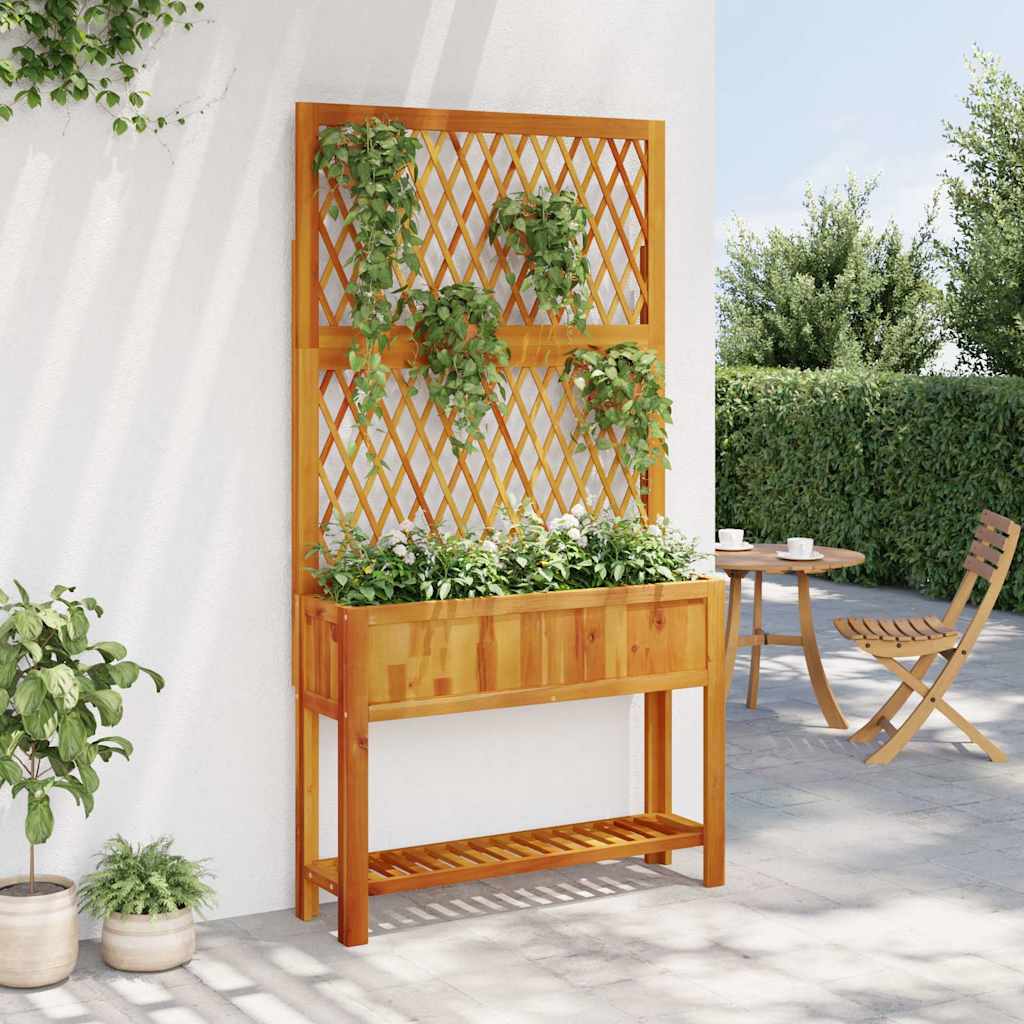 Jardinera Con Enrejado Y Estante Acacia Maciza 100x32x185 Cm_2