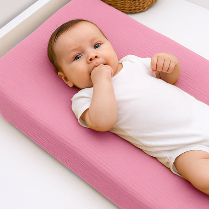 Funda De Colchón Para Cambiador En Algodón Bio Rosa