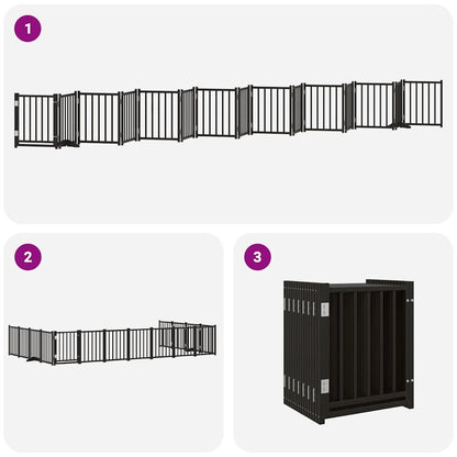 Vidaxl Puerta De Perros Plegable 15 Paneles Madera Álamo Negra 750 Cm_4