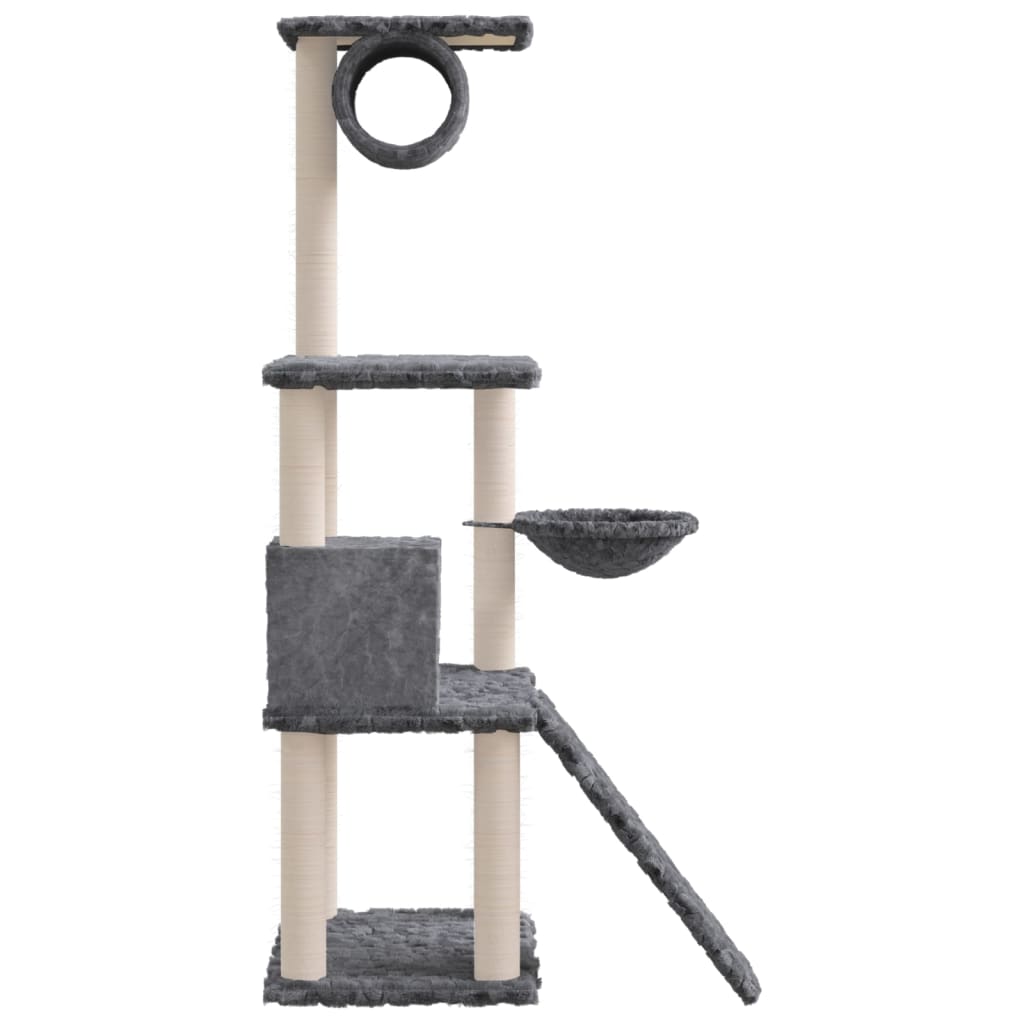 Rascador Para Gatos Con Postes De Sisal Gris Oscuro 131 Cm_3