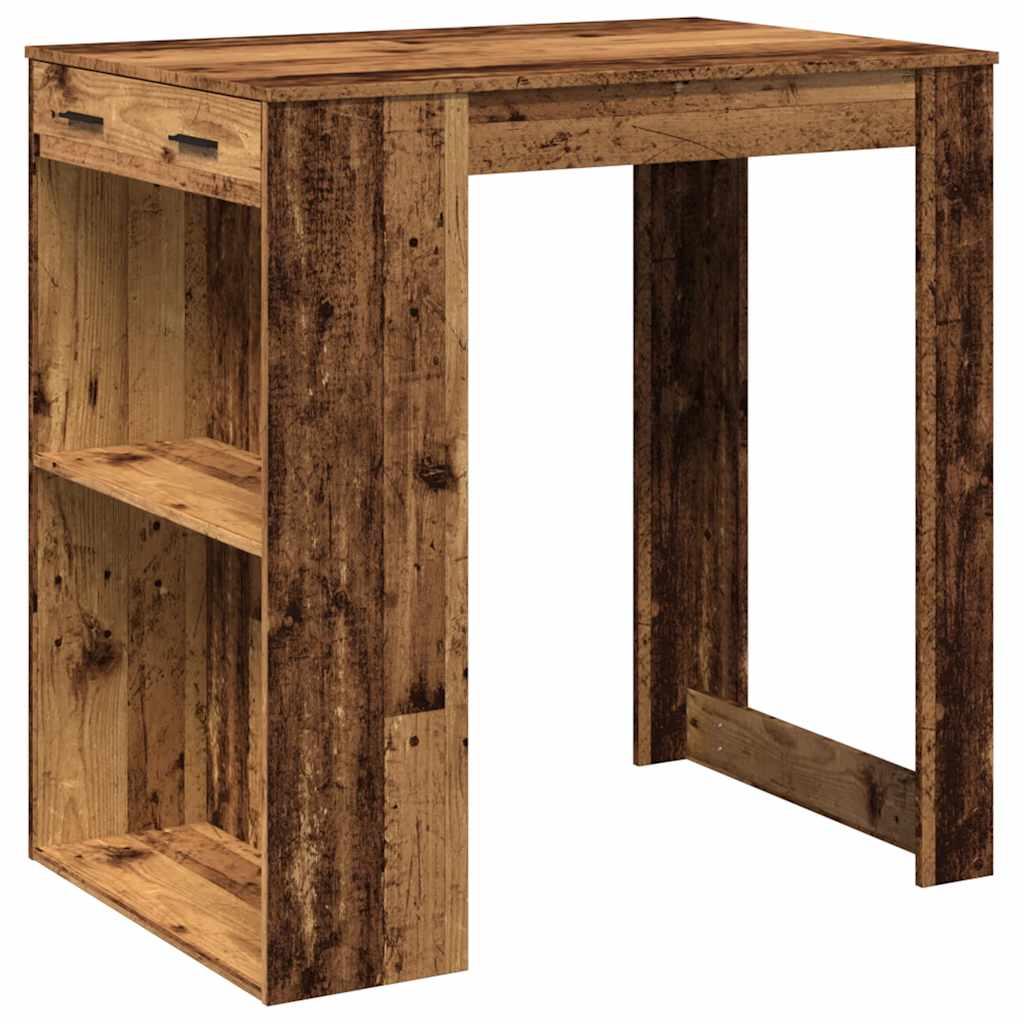 Mesa Alta De Bar Madera Ingeniería Envejecida 102x70x103,5 Cm_0