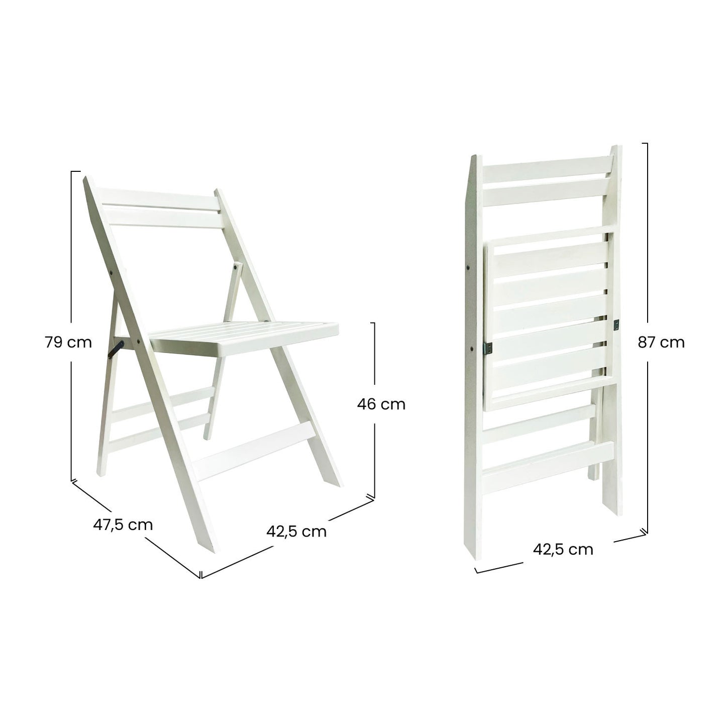 Pack 4 Sillas Plegables De Madera De Bambú 42.5x47.5x79cm O91_5