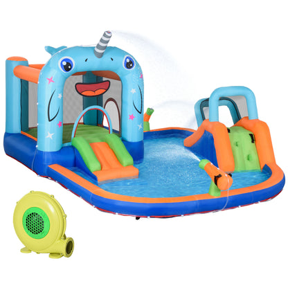 Outsunny Castillo Hinchable Para Niños De 3-8 Años Con Tobogán 420x370x230 Cm_0
