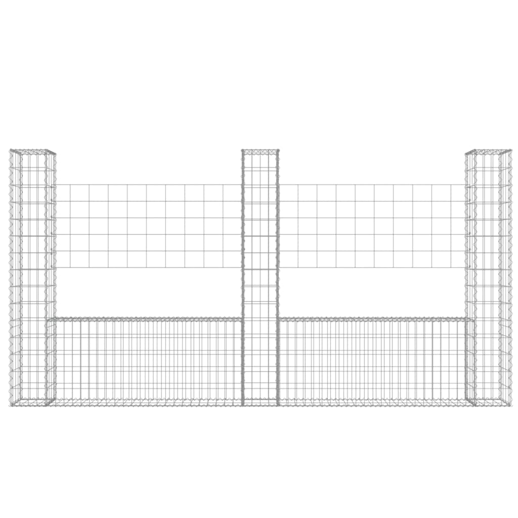 Cesta De Gaviones Forma De U 3 Postes De Hierro 260x20x150 Cm / Vetonek_2