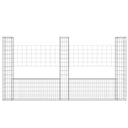 Cesta De Gaviones Forma De U 3 Postes De Hierro 260x20x150 Cm / Vetonek_2