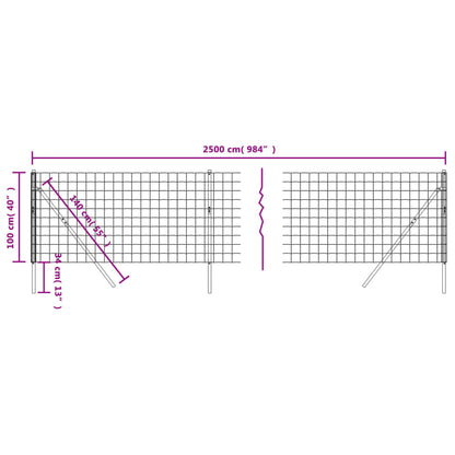 Cerca De Alambre De Acero Galvanizado Gris Antracita 1x25 M / Vetonek_1
