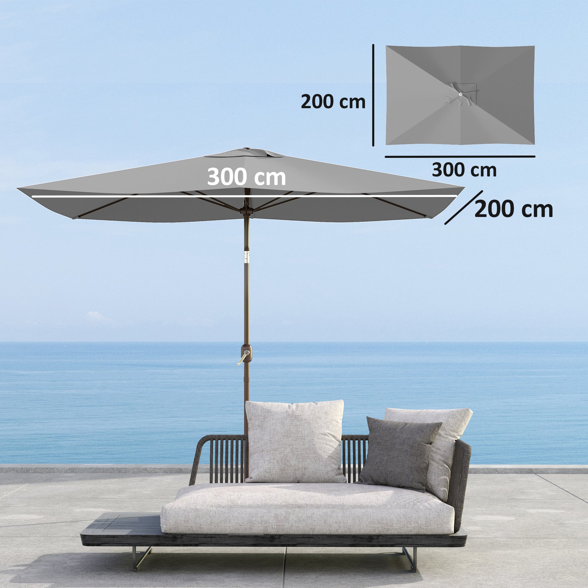 Outsunny Toldo De Recambio De Sombrilla De 3x2 M Con Ventilación Superior Gris_2
