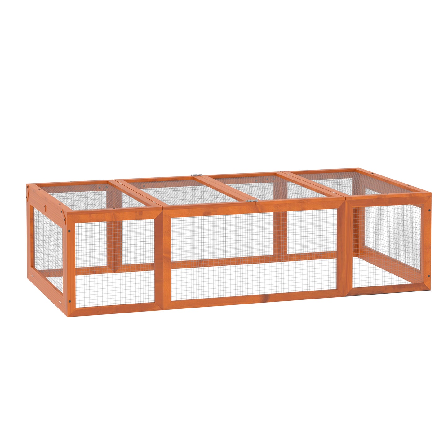 Pawhut Conejera Exterior De Madera Con 3 Puertas 180x90x48 Cm Natural_0