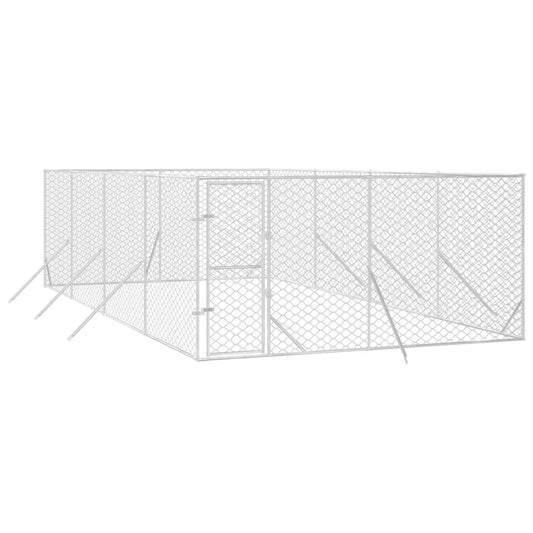 Vidaxl Perrera De Exterior Acero Galvanizado Plateado 4x8x2 M_0