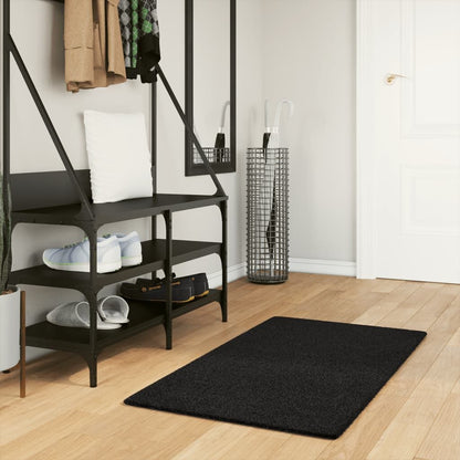 Vidaxl Alfombra De Pelo Corto Suave Lavable Huarte Negro 60x110 Cm_1