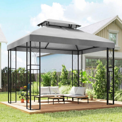 Outsunny Techo De Repuesto Para Cenador 4x3 M Con Techo Doble Anti-uv Gris Claro_1