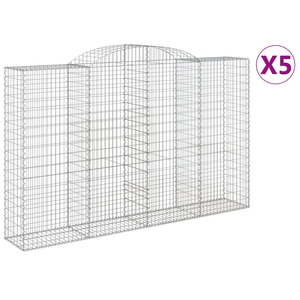 Cestas De Gaviones 5 Uds Forma De Arco Hierro 300x50x180/200 Cm_0