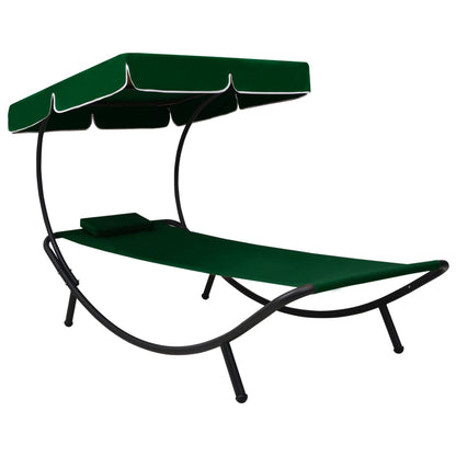 Tumbona De Jardín Con Toldo Y Cojín Verde_1