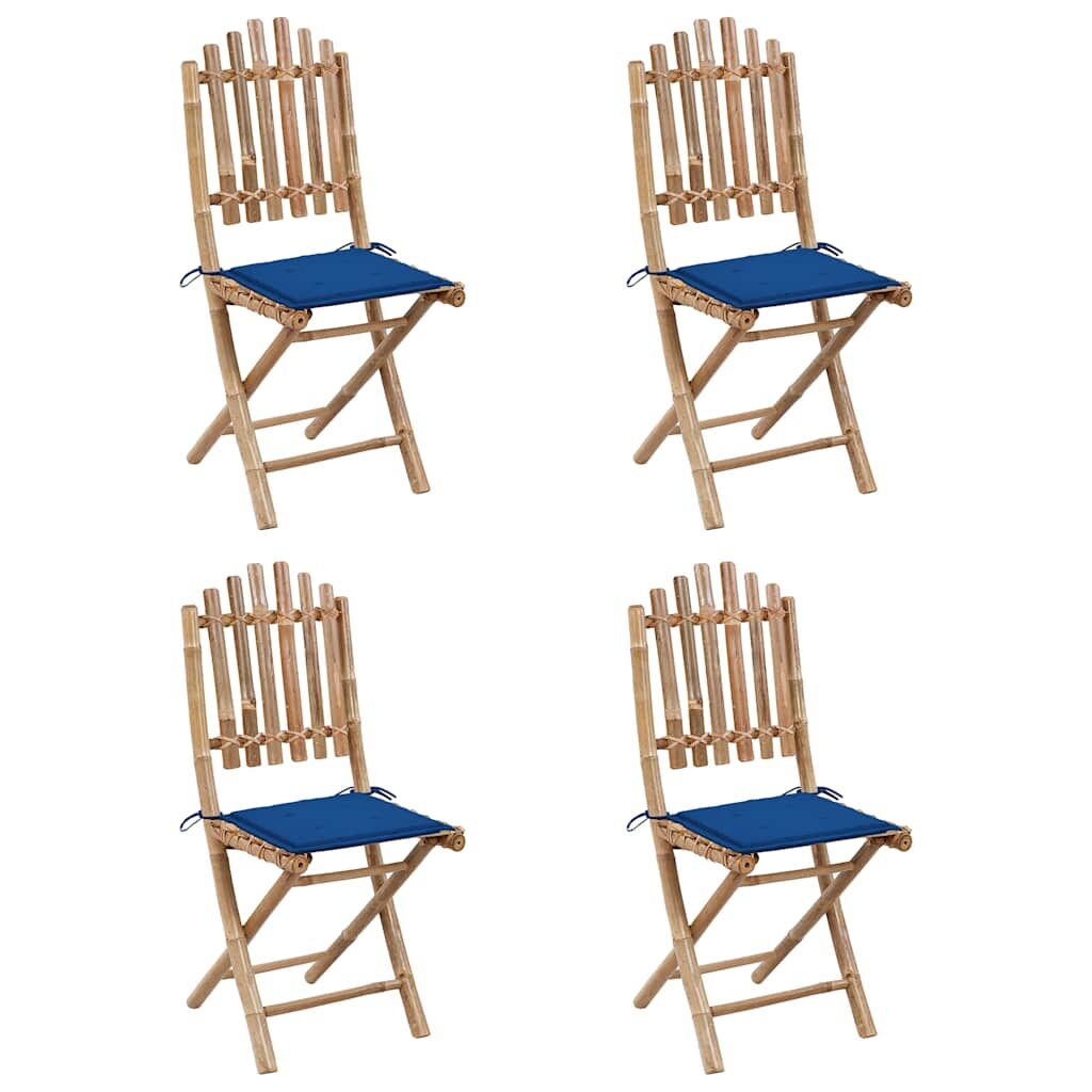 Vidaxl Set De Comedor Exterior Plegable 5 Piezas Con Cojines Bambú_1