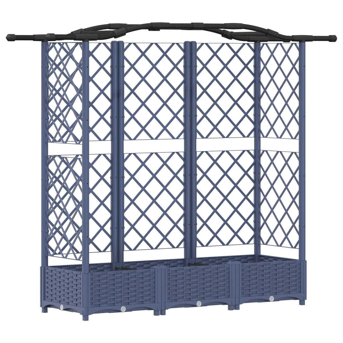 Cama Elevada Con Trellis Y Techo Gris 163 X 40 X 123 Cm Pp_0
