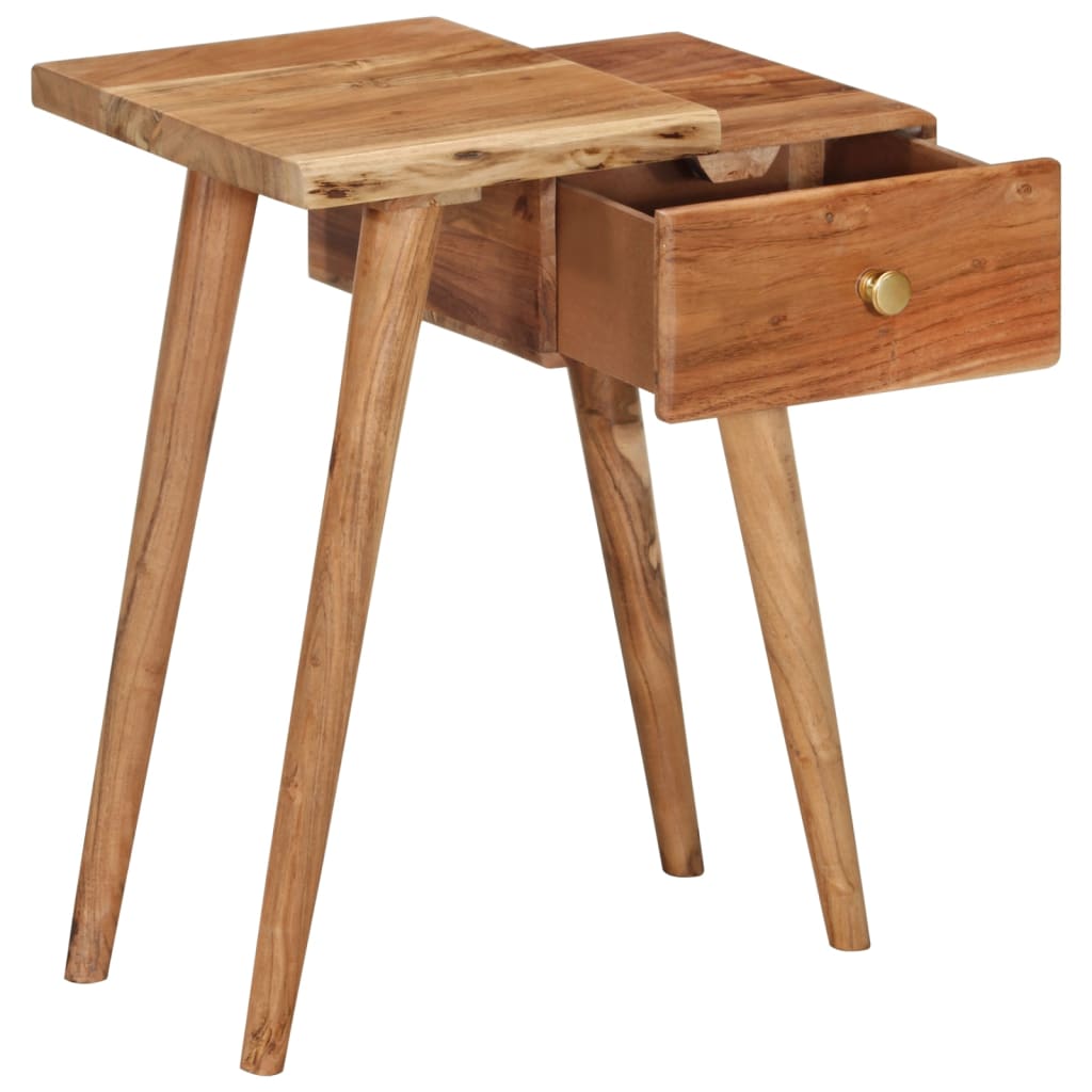 Mesita De Noche De Madera Maciza De Acacia 45x32x55 Cm_1