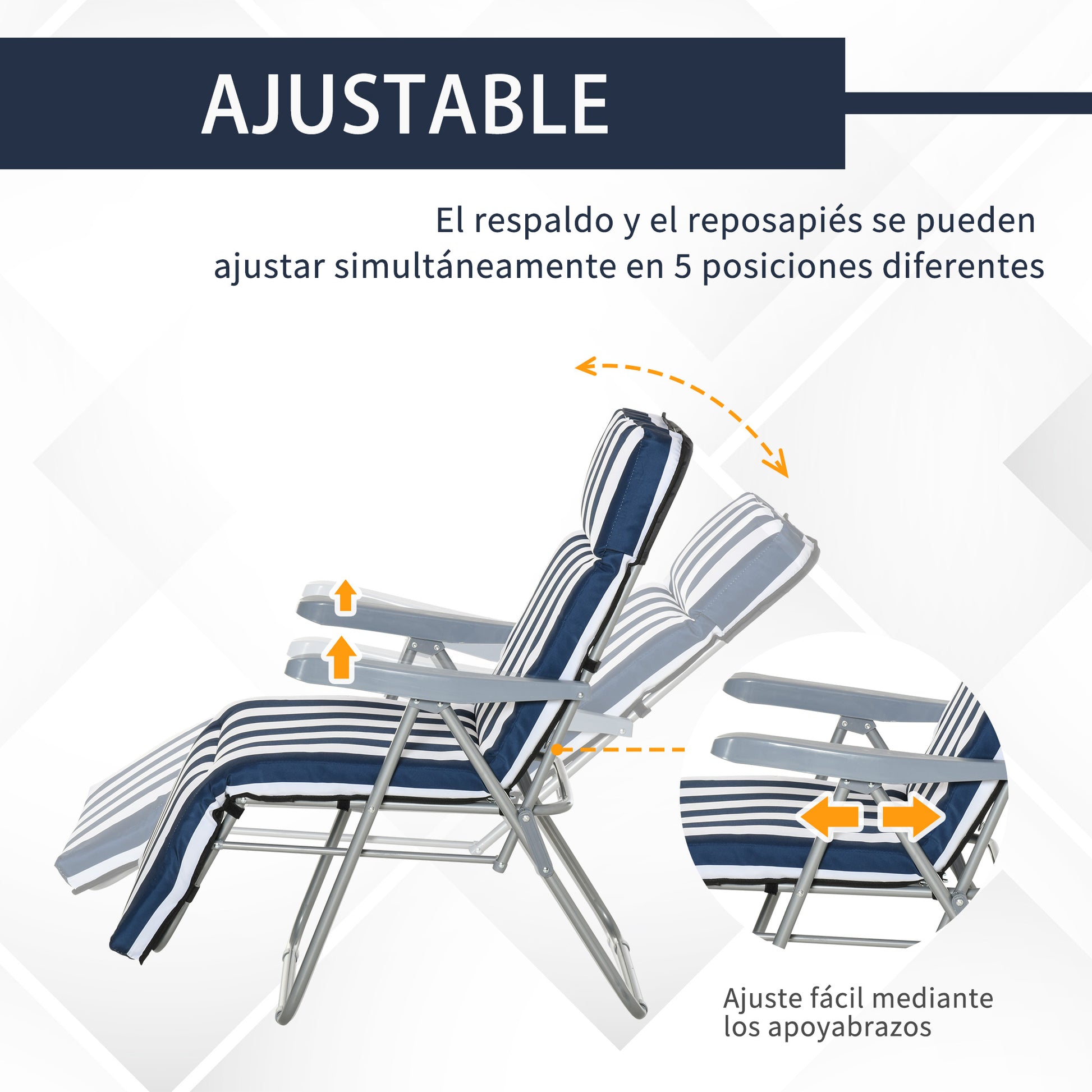 Outsunny Pack De 2 Tumbonas Plegables Tumbonas De Jardín Exterior Con Cojín Acolchado_3
