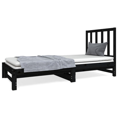 Sofá Cama Extraíble Madera Maciza De Pino Negro 2x(90x190) Cm / Vetonek_5