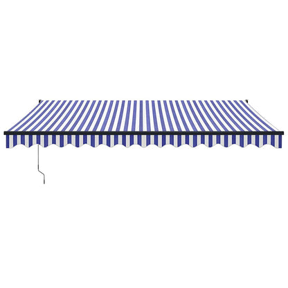 Toldo Retráctil Aluminio Y Tela Azul Y Blanco 4,5x3 M_2