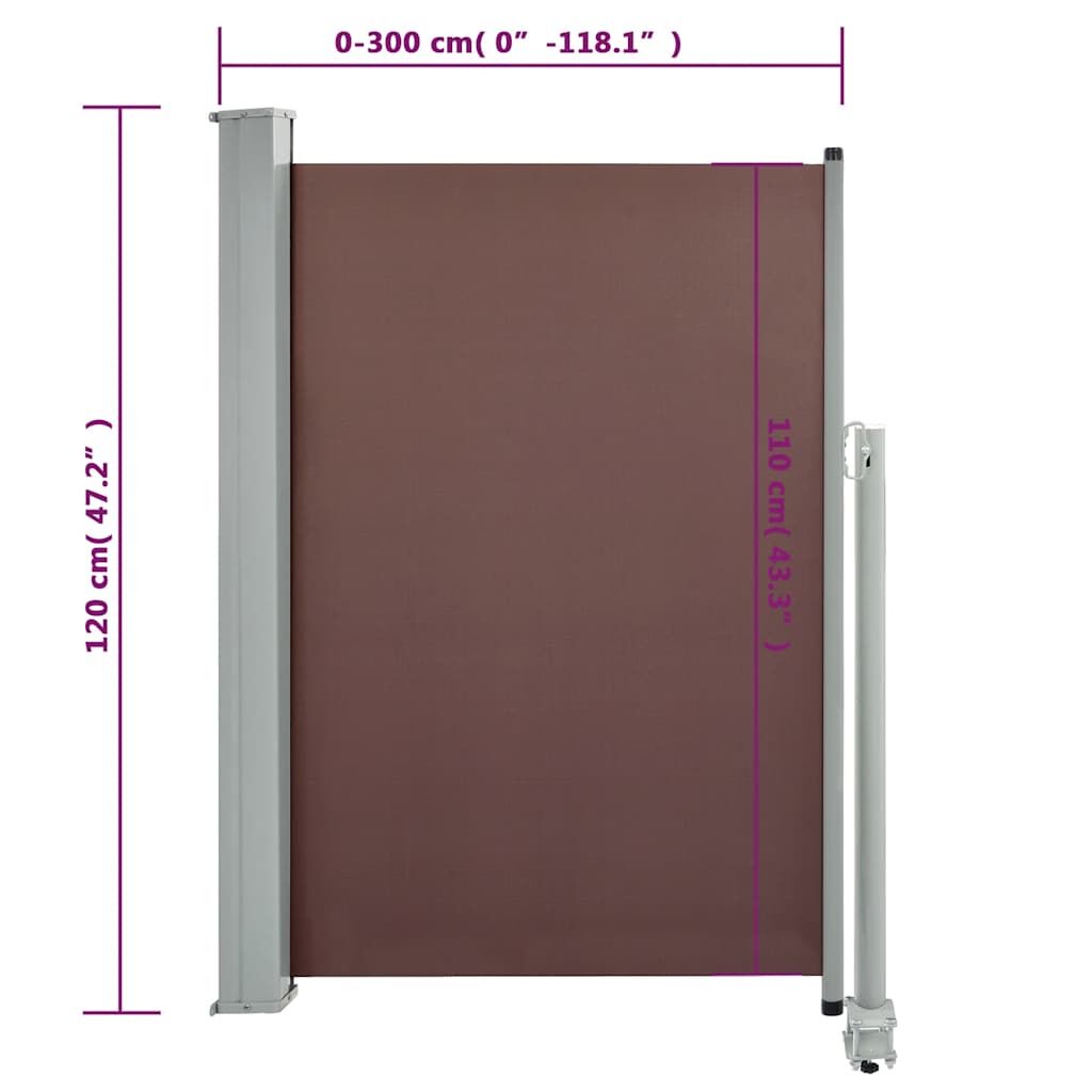 Vidaxl Toldo Lateral Retráctil De Jardín Marrón 120x300 Cm_2