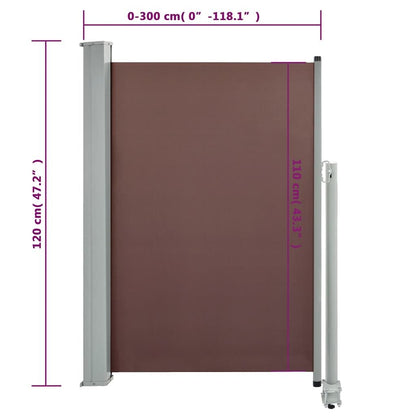 Vidaxl Toldo Lateral Retráctil De Jardín Marrón 120x300 Cm_2