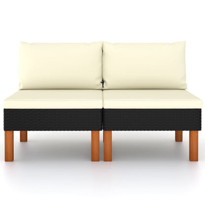 Vidaxl Sofás Centrales 2 Uds Ratán Sintético Y Madera De Eucalipto_1