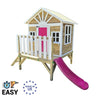 Casita Infantil De Madera Por Paneles Masgames Visby Elevada 60 Cm Rosa.