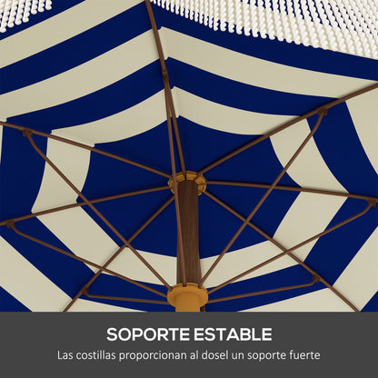 Outsunny Sombrilla De Playa Grande Ø190x210 Cm Protección Uv40+ Azul Y Blanco_4