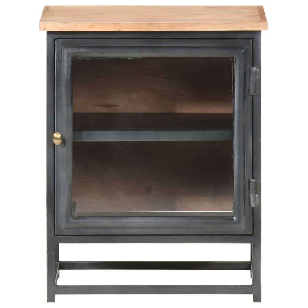Mesita De Noche De Madera Maciza De Acacia Gris 40x30x50 Cm_0