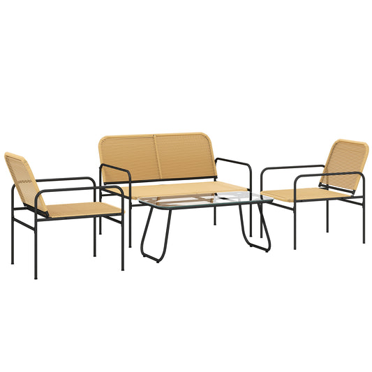 Outsunny Conjunto Jardín Exterior De Ratán Con 2 Sillones Sofá De 2 Plazas Mesa_0